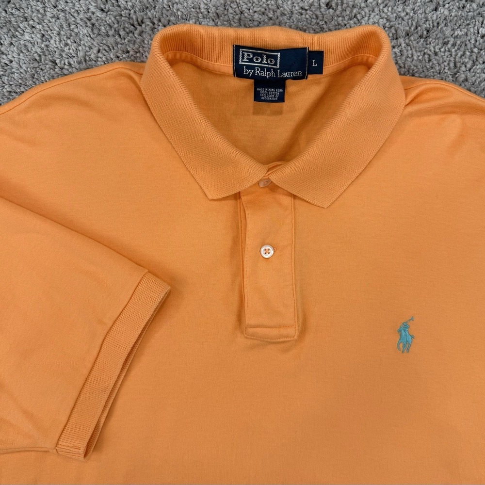 Vintage 90s Polo Ralph Lauren Polo Men's L Peach Soft Short Sleeve Preppy